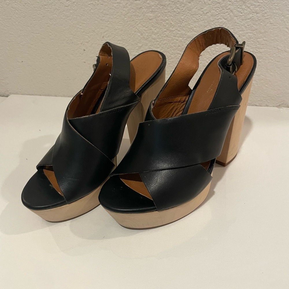 Seychelles Platform Black Heel Sandals Size 6